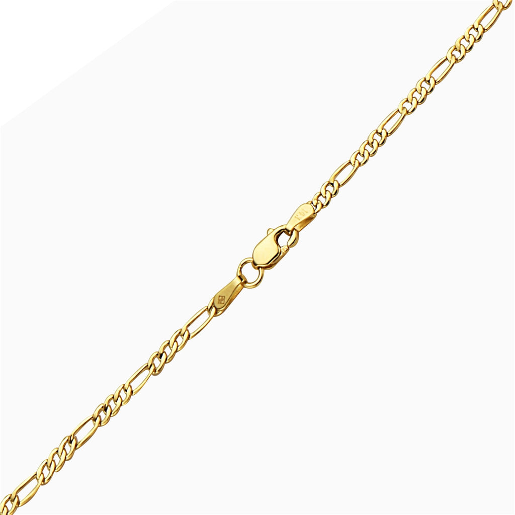 Pori Jewelers 14K Solid Gold 2.5MM Figaro Chain Necklace