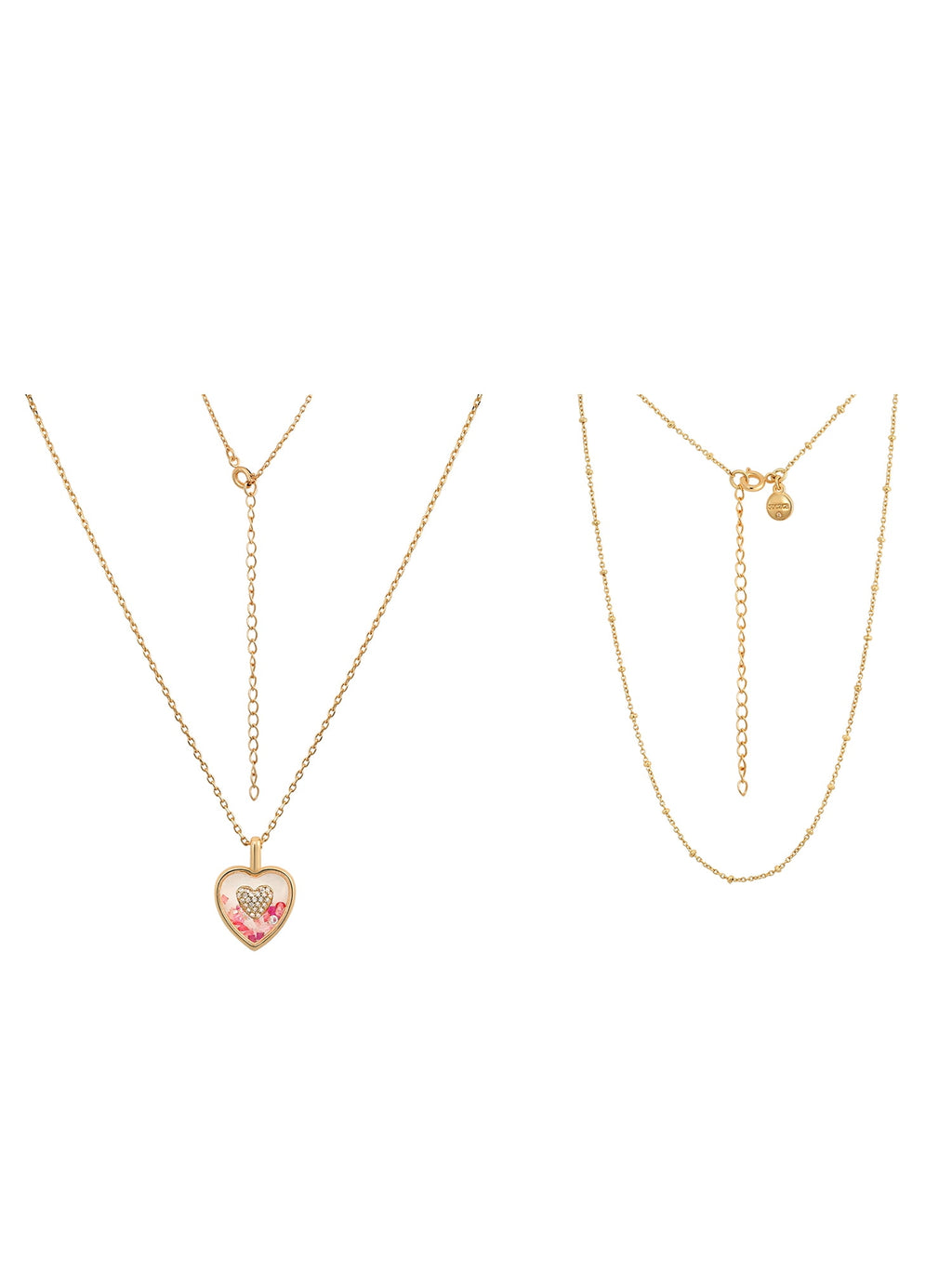 Believe by Brilliance Crystal and Cubic Zirconia Heart Shaker Necklaces in 14KT Gold Flash Plated