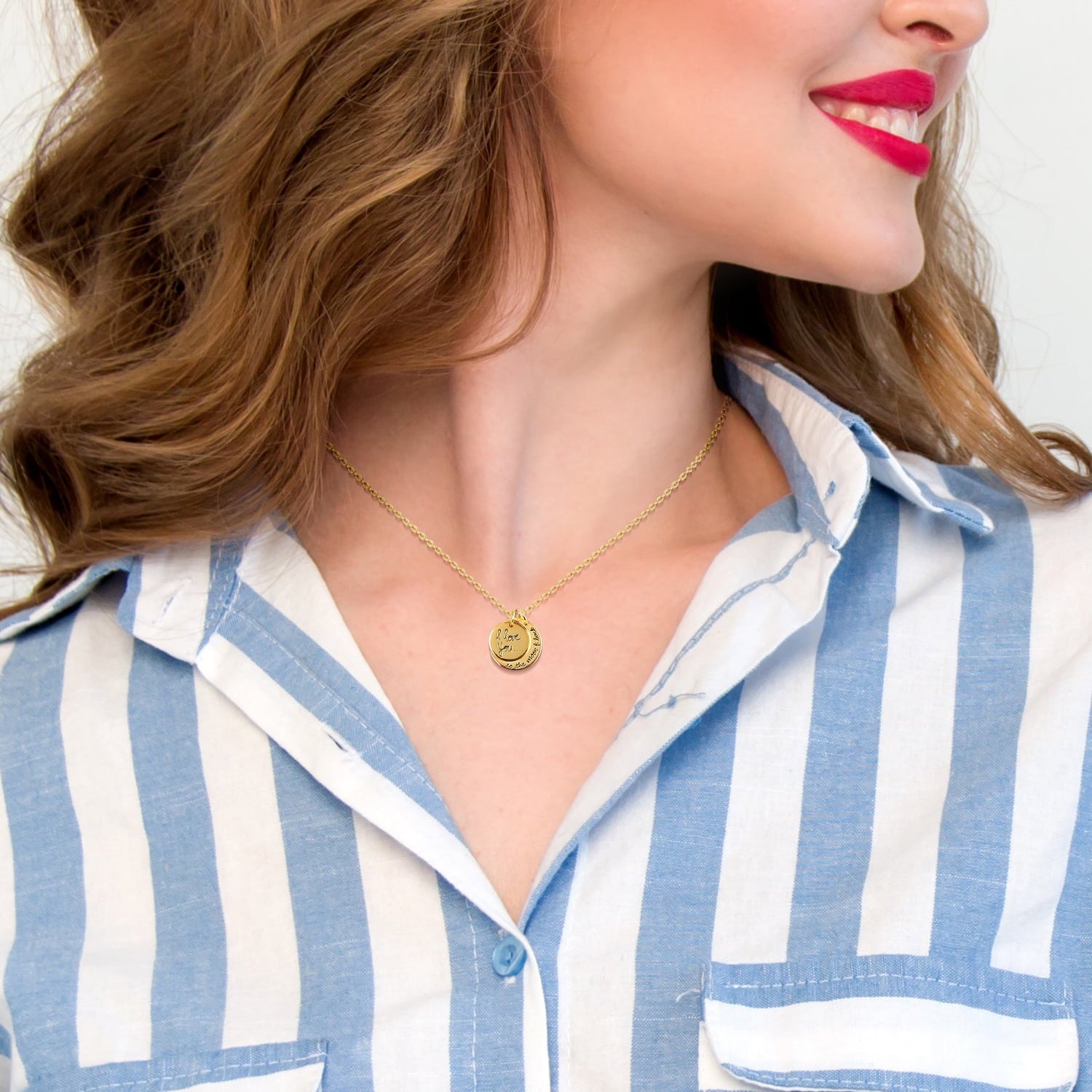 Believe by Brilliance Women's Gold Plated "I Love You to the Moon & Back" Necklace