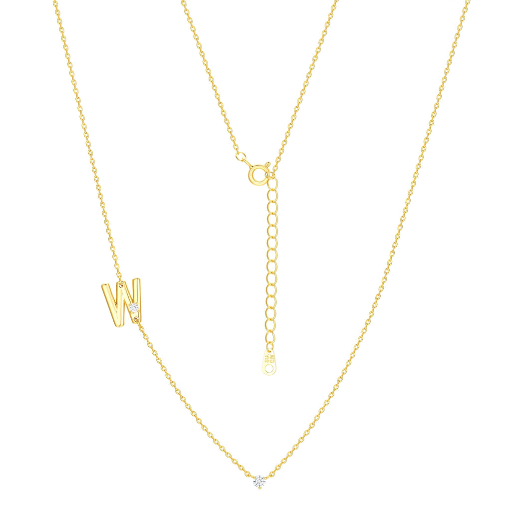 Believe by Brilliance W Triple Chain Initial Necklace Set in 14KT Gold Flash Plated Brass