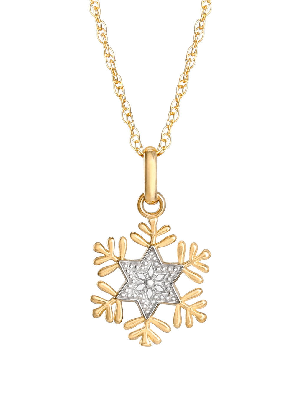 Disney Girls/Tween 10KT Yellow Gold Snow Flake Pendant, 16" + 2" chain