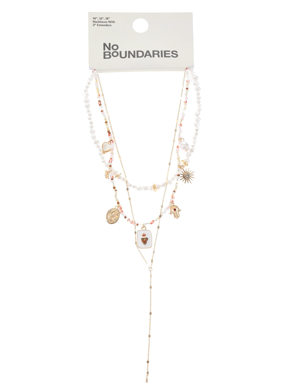 No Boundaries Goldtone Lariat/Charm Necklace Set, 3 Pieces