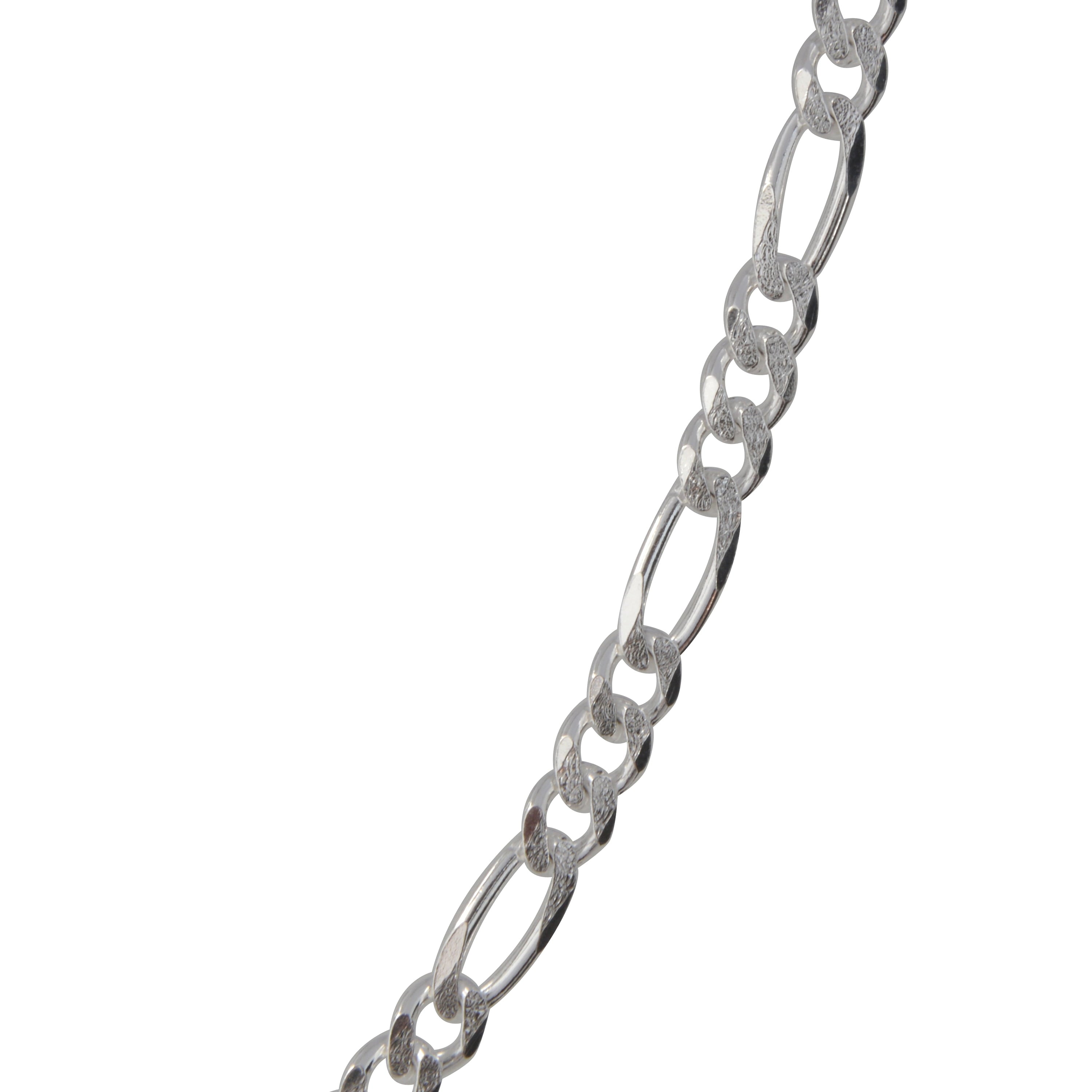 Brilliance Fine Jewelry Sterling Silver Figaro Necklace, 22 in, 3+1 Chain Pattern
