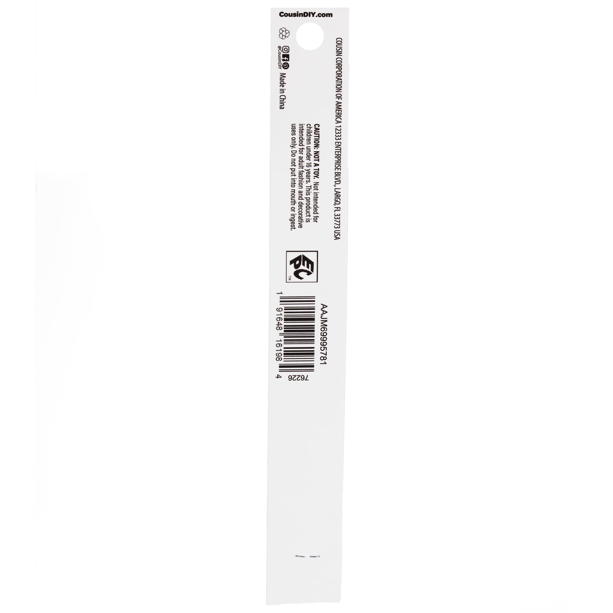 Cousin DIY Silver Paperclip Chain with Carabiner Pendant, 18"+3" Extender, Metal, Adult, 69995781