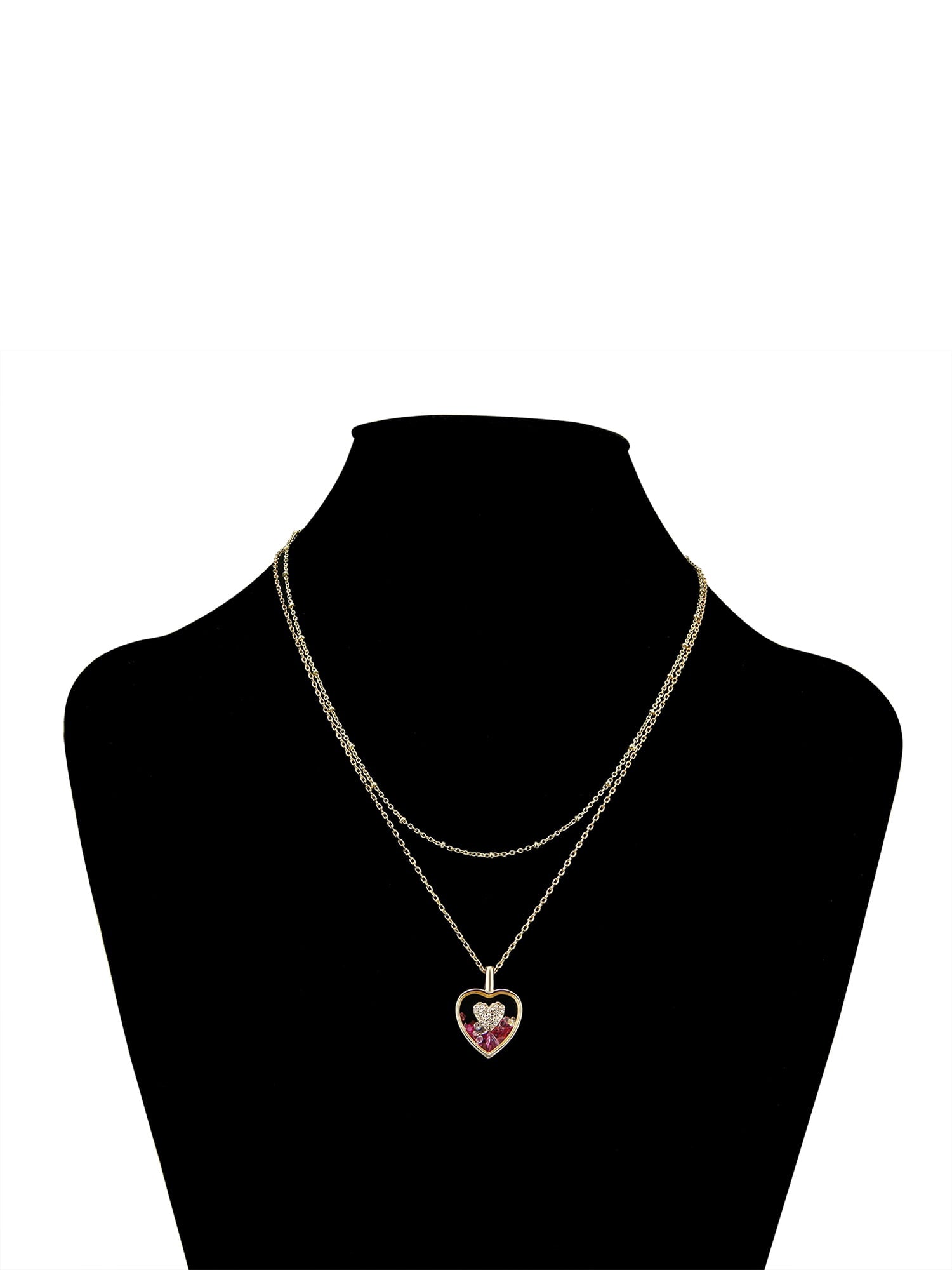 Believe by Brilliance Crystal and Cubic Zirconia Heart Shaker Necklaces in 14KT Gold Flash Plated